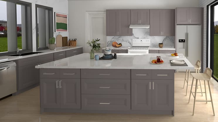 Straight Kitchen with Island - US Cabinet Depot